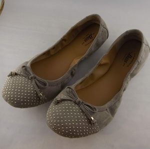 Bass Flats Taupe Gold Brass Studded Ballet Flats 6